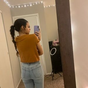 orange shirt with tie